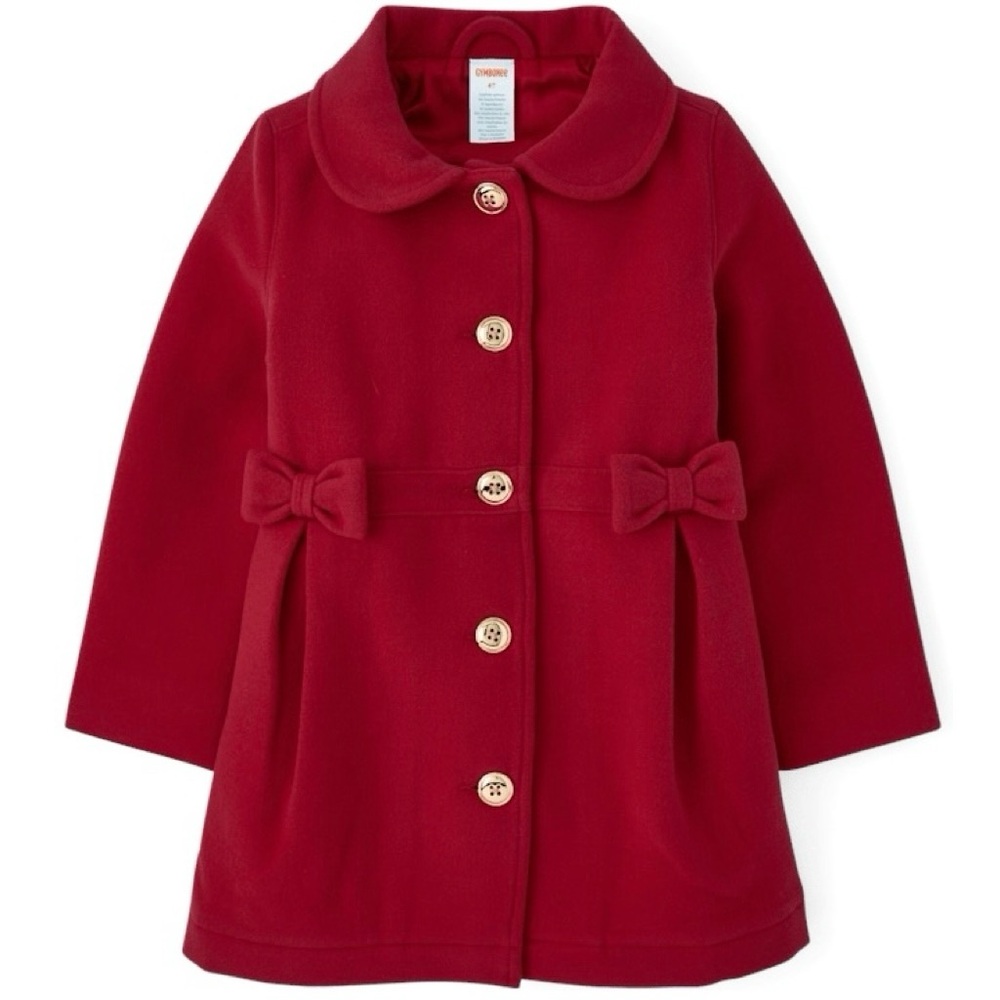 Gymboree All Dressed Up Red Bow Dress Coat w/ Pockets New With Tags Girls Size 7